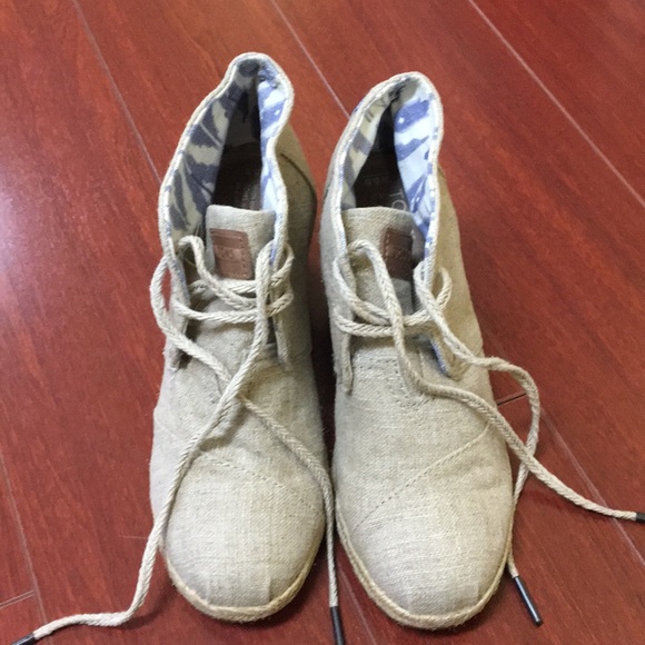 Cute Toms Espadrilles Wedges 5.5 - Picture 2 of 5